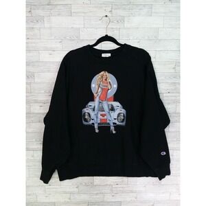 Vintage Champion Reverse Weave Black Terrible Racing Sweatshirt Model 2XL‎